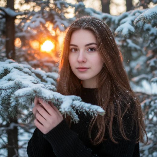 Зимний портрет на закате