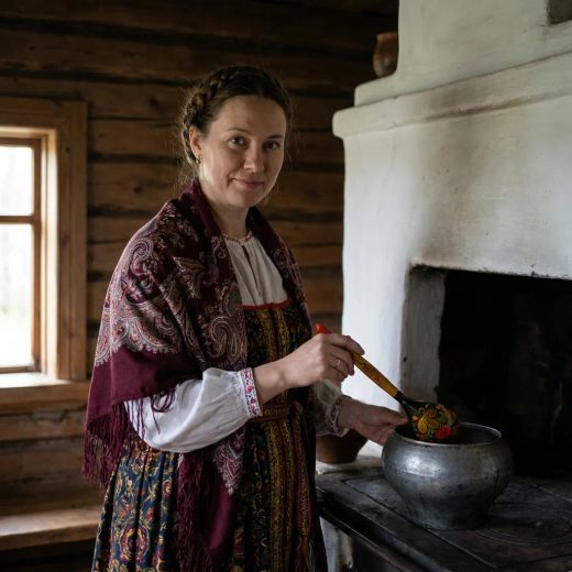 У русской печи
