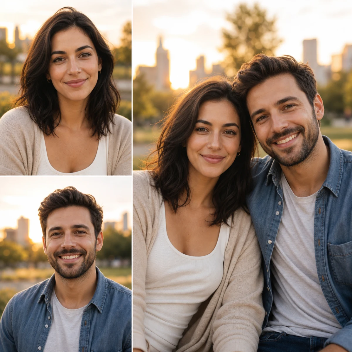 Совместная фотография двух человек, собранная нейросетью